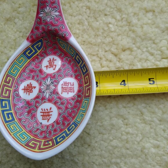 Ladle spoon rest porcelain Jingdezhen Wan Shou Wu Jiang Mun Shou - Picture 3 of 3